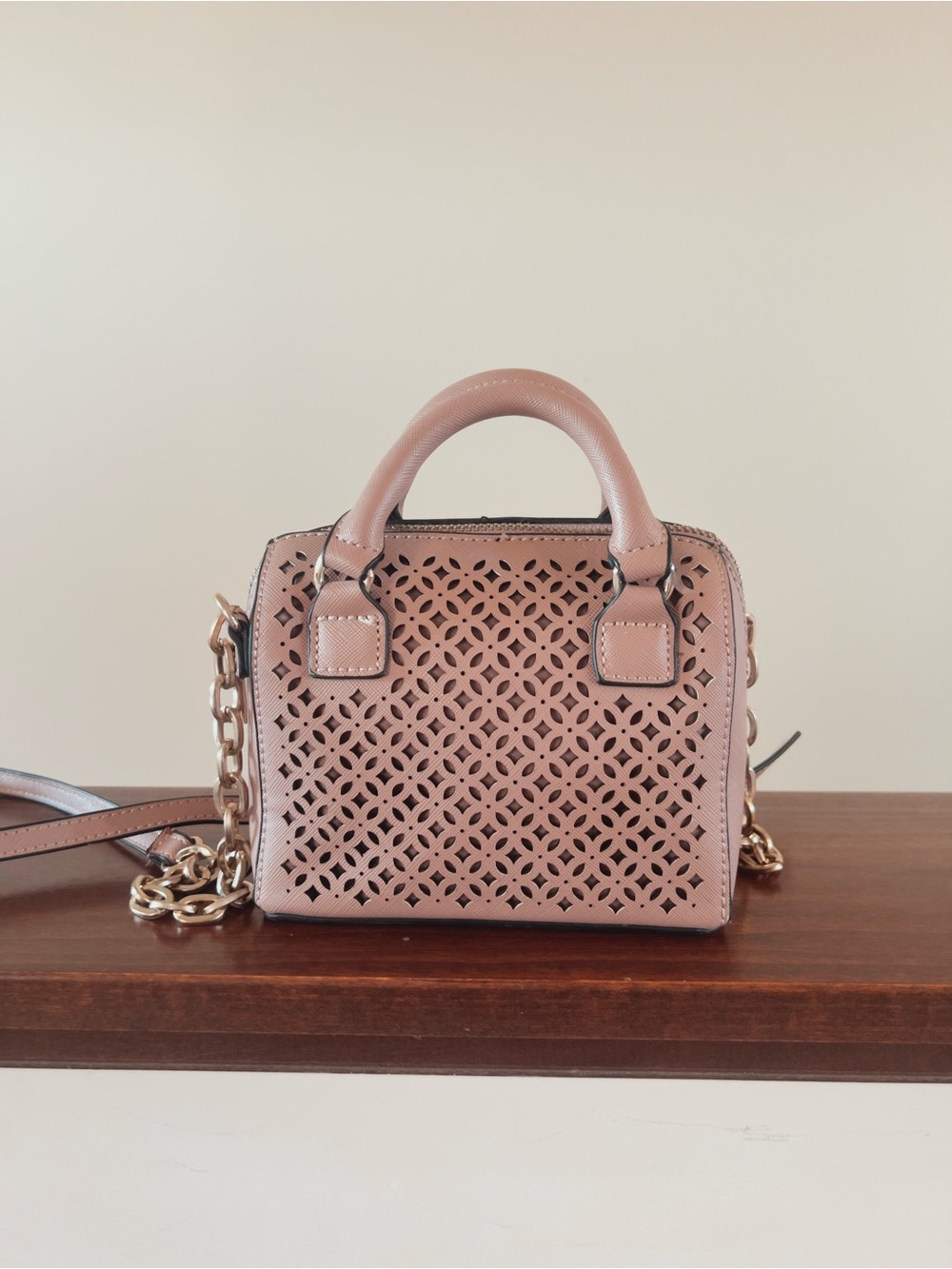 MMS Blush Pink Laser-Cut Mini Satchel.